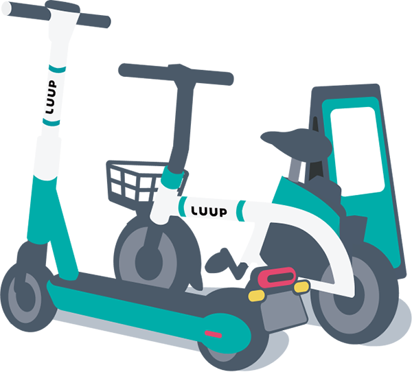 電動キックボードと電動アシスト自転車のイラスト